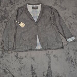 Horny Toad Womens Chamblazer Size L Charcoal Gray Blazer Jacket Organic Cotton
